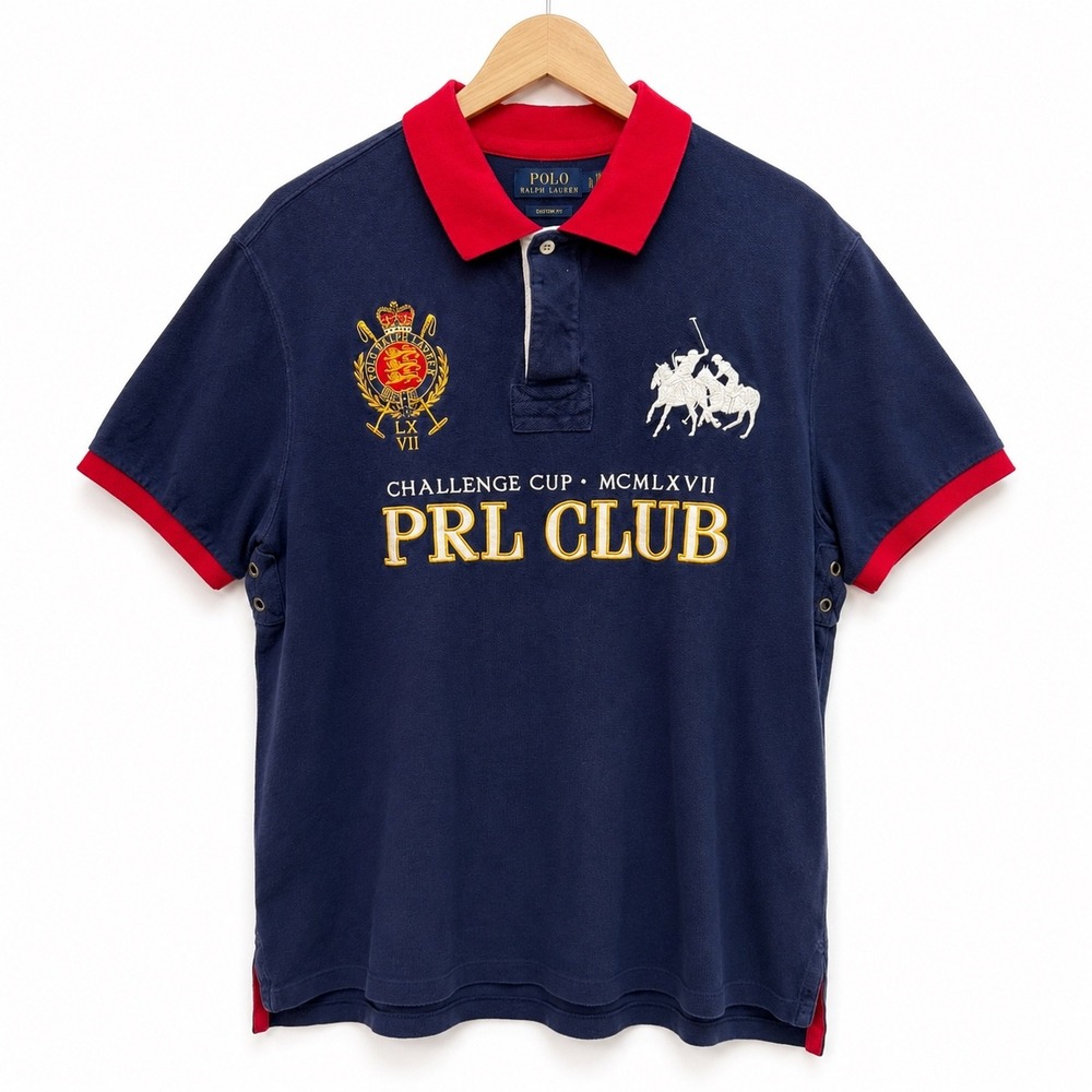 Polo Ralph Lauren Mens XXL Challenge Cup PRL Club Polo Shirt Navy Custom Fit